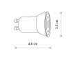 LED žárovka 4W, GU10 MR11, 70° d=35mm Světelný zdroj LED žárovka bodová, těleso plast, bílá, difuzor plast čirý, LED 4W, GU10 MR11, teplá 3000K, 370lm, vyzař. úhel 70,°Ra80, 230V, IP20, tř.1, rozměry d=35mm, l=46mm, životnost 20 000hod náhled 2