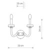 PANTON 2x10W, E14, IP20 Nástěnné svítidlo, svícen, dvě ramena, základna kov/sklo, povrch chrom,  pro žárovku 2x10W, E14, 230V, IP20, tř.1, rozměry 330x240mm, vč. vypínače na tělese náhled 2