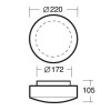 EDNA 1 LED-NZ1W/020 Stropní svítidlo, SE - pouze nouzové svícení, záloha 1W/3h, základna kov, povrch bílá, difuzor sklo, opál mat, LED 1W, neutr 4000K, 170lm/120lm, 230V, do koupelny IP43, tř.1, "F", d=220mm, h= náhled 2