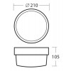 ELEKTRA 3, LED-1L11B07 IP54 8W Stropní, průmyslové svítidlo, základna polypropylen PP, povrch bílá, difuzor polykarbonát PC opál, LED 8W, 1010lm, neutrální 4000K, 230V, do koupelny IP54, IK10, tř.2, rozměry d=210mm, h=105m náhled 8