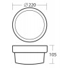 ELEKTRA 3, LED-1L11B07 IP54 8W Stropní, průmyslové svítidlo, základna polypropylen PP, povrch bílá, difuzor polykarbonát PC opál, LED 8W, 1010lm, neutrální 4000K, 230V, do koupelny IP54, IK10, tř.2, rozměry d=210mm, h=105m náhled 9