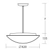 AURA P4, IN-22ZK74/072/z3 Závěsné svítidlo, materiál kov, povrch bílá, stínítko sklo opál, pro žárovku 2x10W, E27, IP41, tř.1, rozměry d=420mm, tyčový závěs l=600mm. náhled 2