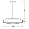 EDNA P4 LED-1L15C07ZK75/026 29W D=420mm Závěsné svítidlo, základna kov, povrch bílá, difuzor sklo opál, LED 29W, 4050lm, neutrální 4000K, 230V, IP41, tř.1, rozměry d=420mm, vč tyčového závěsu l=400mm náhled 4