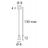 AGDE závěsný kabel s objímkou Závěsný kabel s objímkou, základna kov, povrch objímky kovová, povrch kabelu červená, pro žárovku 1x60W, E27, 230V, IP20, tř.2, rozměry hlavice d=80mm, vč závěsného kabelu h=1300mm, lze kráti náhled 2