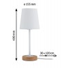 CONFLUO TL 1x20W, E27 Stolní lampa, těleso kov bílá a dřevo světlé, stínítko textil bílá, 1x20W, E27, 230V, IP20, tř.2, rozměry d=155mm, h=400mm, vypínač na kabelu. náhled 2