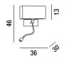 BELZIG WL III Nástěnné svítidlo, základna kov, povrch chrom lesk, stínítko textil bílá, pro žárovku 1x40W, E14, bodovka nastav směr svícení LED 1W, teplá 3000K, 90lm, 360x460x300mm, vč vypínače na tělese vpravo. náhled 2