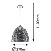 DOLE, LUSTR Závěsné svítidlo, těleso kov, stínítko kov, povrch černá, pro žárovku 1x40W, E27, 230V, IP20, tř.1. rozměry d=270mm, včetně závěsného kabelu  h=1100mm, lze zkrátit náhled 2