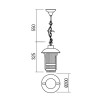 AABERNA II Závěsné venkovní svítidlo, těleso kov, povrch hnědá, kryt sklo čiré, pro žárovku 1x42W, E27, 230V, IP23, tř.1. rozměry d=200mm, h=325mm, vč závěsu h=550mm, lze zkrátit. náhled 2