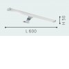 VINCHIO VÝPRODEJ Svítidlo pro montáž na zrcadlo, nebo skříňku, těleso hliník, povrch crom, difuzor plast opál, LED 6W, 900lm, Ra80, 230V, do koupelny IP44, rozměry 400x50x140mm náhled 5