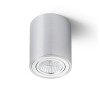 TEVSI VÁLCOVÁ LED 1X9W VÝKLOPNÁ Stropní přisazené bodové svítidlo, výklopné +-25°, těleso hliník, povrch broušený hliník, nebo bílá, LED 9W, teplá bílá 2700K, 400lm (svítí cca jako 20W žárovka), vč trafa 230V/350mA, IP20, d=80mm, h=95mm