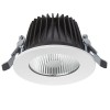 RAIKI R Vestavné, svítidlo, hliník, povrch bílá, sklo čiré, LED 8W, teplá 3000K, 580lm/cca jako 30W žár, vyzař úhel 40°, 230V, IP65, d=100mm, h=110mm, trafo 20x40x80mm náhled 3