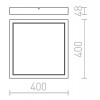 AMBERG Stropní přisazené svítidlo, těleso hliník, povrch bílá, difuzor plast opál, LED 40W, 2918lm, teplá 3000K, 230V, Ra80, IP20, rozměry 400x400mm. náhled 3