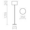 URTINERO STAND LAMP 1x25W E27 Stojací lampa venkovní, těleso kov, povrch lak černá mat, difuzor plast bílá, pro žárovku 1x25W, E27, 230V, IP65, tř.1. rozměry d=350mm h=1500mm náhled 3