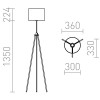 MINEA STAND 1x42W E27 Stojací lampa, těleso hliník, povrch chrom lesk, stínítko textil černá, pro žárovku 1x42W, E27, 230V, IP20, tř.2. rozměry d=300mm h=1574mm, teleskopická noha náhled 4