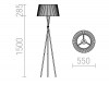 LOGA E27 1x28W stojací Stojací lampa, trojnožka, základna kov, povrch černá, stínítko textil černá, pro žárovku 1x28W, E27, A60, 230V, IP20, tř.2, rozměry d=550mm, h=1785mm, vč vypínače na kabelu náhled 7