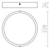 GREHAM LED 1X24W Stropní přisazené svítidlo, základna kov, rámeček bílá, difuzor plast opál, LED 1x22W, teplá 3000K, 2160lm, Ra80, 230V, IP20, tř.2. rozměry d=228mm h=34mm náhled 7