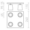 HURTEN 4x35W GU10 Stropní přisazené bodové svítidlo reflektor, nastavitelný směr svícení, těleso kov, povrch hliník šedostříbná mat s černými detaily, pro žárovku 4x35W, GU10, 230V, IP20, tř.1. rozměry 240x240x110mm náhled 4