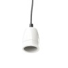 Lustr Závěsný kabel s objímkou, základna keramika, porcelán, kabel textilní, černý, pro žárovku 42W, E27, 230V, IP20, d=100mm, l=1800mm, lze zkrátit, pouze závěs BEZ stínítka náhled 3