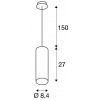 CROTONES, černá Stropní závěsné svítidlo, těleso hliník, povrch černá, LED 11W, teplá 3000K, 230V, IP20, tř.1, rozměry svítidla: d=84mm, h=270mm, vč. závěs lanka h=1500mm, lze zkrátit, vyměnitelný reflektor. náhled 3