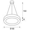 FERNANDO DALI Závěsné svítidlo, těleso hliník, povrch černá, difuzor plast, LED 34W, 2000lm, CCT teplá 3000K, stmívatelné DALI, 230V, IP20, rozměry: d=600mm, h=80mm, vč závěs lanka h=1500mm, lze zkrátit. náhled 3