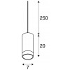 COLOMA 1x10W GU10 Závěsné svítidlo, těleso hliník a ocel, povrch šedá mat, stínítko sklo opál, pro žárovku 1x10W, GU10, 230V, IP20, tř.1,  rozměry d=70mm, h=200mm, vč závěs kabelu h=2500mm, lze zkrátit. náhled 4