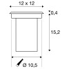 ALCOY GU10 čtvercové Zemní svítidlo, těleso plast a nerez, povrch nerez, pro žárovku 6W, GU10 ES50, 230V, IP55, rozměry 120x120mm, h=152mm, vč. mont. boxu náhled 2