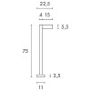 CRASHTIP Sloupkové, svítidlo, těleso hliník, povrch šedostříbrná, pro zářivku, nebo LED 1x11W, GX53, 230V, IP44, tř.1, h=750mm, 225x70mm, svítí dolů náhled 6