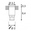 STEPPOINT R Zemní svítidlo, rámeček nerez, sklo opál, LED 2W, teplá 3000K, 120lm, Ra80, 12V=/24V=, IP67, povrch max 30°C, odolnost 5J, stat zátěž max 0,25t, d=37mm, h=67mm, kabel=1,5m, montáž do dřevěné podlahy náhled 3