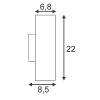 BIARITZ nástěnná 2x50W GU10 svítí NAHORU DOLŮ Nástěnné bodové svítidlo, těleso hliník, povch bílá, pro žárovku 2x50W, GU10 ES50, 230V, IP20, d=68mm, h=220mm, svítí nahoru/dolů náhled 3