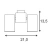 BIARITZ 2x50W GU10 NASTAVITELNÝ SMĚR SVÍCENÍ Stropní, přisazené, bodové svítidlo, nastavitelný směr svícení 350°/180°, těleso hliník, povrch bílá, pro žárovku 2x50W, GU10 ES50, 230V, IP20, 210x135x67mm náhled 3