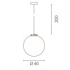 BALL 40 Závěsné svítidlo, základna kov, povrch šedostříbrná, difuzor plast mat, pro žárovku 1x24W, E27, 230V, IP20, tř.1, d=400mm, závěs l=2000mm, lze zkrátit náhled 1