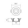 LOTO ROUND LED 1x1W Vestavné stropní bodové svítidlo, výklopné +-15°, těleso hliník, povrch hliník broušený, difuzor plast, LED 1x1W, 67lm, neutrální 4000K, 230V, IP20, rozměry 51x43x19mm, trafo na kabel náhled 3