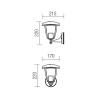 RINA W 1X28W E27 Venkovní nástěnné svítidlo, lucerna otočená dolů, těleso hliník povrch černá mat, průzory plast čirý, pro žárovku 1x28W, E27, 230V, IP44, tř.1, rozměry 220x170x215mm náhled 3