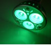 LED E27 G LED žárovka, těleso kov šedostříbrná, 3x LED čip zelená, LED 3,6, E27, 230V, úhel svícení 60°, IP20. náhled 1