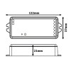 VOCO, 12V/180W, 24V/360W, 15A RGBW-CCT Sada - RF bezdrátový ovladač + přijímač,  pro řízení RGBW-CCT LED pásků, 12V/180W, 24V/360W, 5x6A/kanál, max 15A současně, dosah 30m, rozměry 122x37x21mm. náhled 3