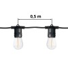 PCH 10x1W, E27, 230V, IP65 Spojovatelný venkovní párty řetěz (max 30m v celku), plat černá, 10 ks LED žárovek 1W, E27, teplá 2200K, 230V, IP65, svítící část l=5m, rozteč LED žárovek 0,5m, napájecí kabel SAMOSTATNĚ náhled 1