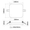 FLOCUL SQ 36W, IP40 Stropní vestavné svítidlo čtvercové, těleso hliník, povrch bílá, difuzor opál, LED 36W, denní 6500K, 3600lm, 230V, Ra80, IP40, rozměry 228x228x20mm. náhled 7