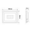 INDO LED 100W, IP65 Venkovní svítidlo, reflektor plochý, nastav. směr svícení, těleso kov, povrch černá, krycí sklo čiré, LED 100W, teplá 3000K, 9900lm, Ra80, 230V, IP65, rozměry 271x210x36mm. náhled 10