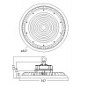 HIGHBAY UFO CIRCA 200W, IP65, DALI Závěsné průmyslové svítidlo, těleso kov, povrch černá, krycí plast čirý, LED 200W, denní 6500K, 30000lm, stmív. DALI, Ra80, vyzař. úhel 90°, 230V, IP65, rozměry d=347mm, h=116mm náhled 4