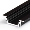 GLAUX profil Vestavný, profil pro LED pásky, materiál hliník, povrch černý, max šířka LED pásků w=10mm, rozměry 24x7mm, l=4000mm