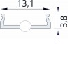 DCC 13,1x3,8mm Difuzor k profilu pro LED pásky nacvakávací, materiál PMMA, povrch opál, propustnost 70%, rozměry 13,1x3,8mm, l=4000mm náhled 3