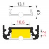 CHENO PROFIL 20x8mm Přisazený, stropní profil pro LED pásky, materiál hliník, povrch bílý, max šířka LED pásků w=10mm, rozměry 20x8mm, l=4000mm náhled 10