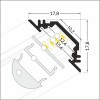 BIDENT profil Rohový profil pro LED pásky sklon 45°, materiál hliník, povrch bílý, max šířka LED pásků w=10mm, rozměry 17,8x17,8mm, l=4000mm náhled 6