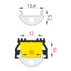 NAJA profil Vestavný, přisazený profil pro LED pásky, materiál hliník, povrch černý, max šířka LED pásků w=12mm, rozměry 14,8x10,8mm, l=2000mm náhled 9