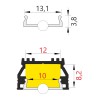 NAJA profil Vestavný, přisazený profil pro LED pásky, materiál hliník, povrch bílý, max šířka LED pásků w=12mm, rozměry 14,8x10,8mm, l=2000mm náhled 10