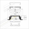 GLAUX profil 14 Vestavný, zápustný profil pro LED pásky, materiál hliník, povrch černý, max šířka LED pásků w=14mm, rozměry 28x8mm, l=2000mm náhled 7