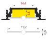 GLAUX profil 14 Vestavný, zápustný profil pro LED pásky, materiál hliník, povrch černý, max šířka LED pásků w=14mm, rozměry 28x8mm, l=4000mm náhled 8