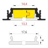 GLAUX profil 14 Vestavný, zápustný profil pro LED pásky, materiál hliník, povrch bílý, max šířka LED pásků w=14mm, rozměry 28x8mm, l=4000mm náhled 9