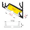 CHIMA PROFIL 14, 24x19,4mm Přisazený, rohový profil pro LED pásky, sklon 60° nebo 30°, materiál hliník, povrch bílý, max šířka LED pásků w=14mm, rozměry 24x19,4mm, l=4000mm náhled 9