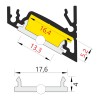 CHIMA profil 14 Přisazený, rohový profil pro LED pásky, sklon 60° nebo 30°, materiál hliník, povrch surový, max šířka LED pásků w=14mm, rozměry 24x19,4mm, l=2000mm náhled 9